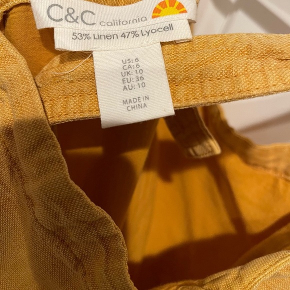 C&C California Linen Blend Mustard Yellow Jumpsuit 6 - Picture 5 of 5